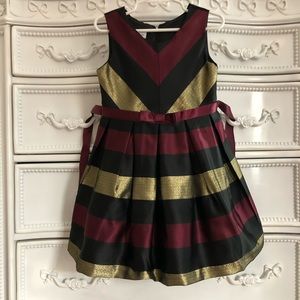 Bonnie Jean Girls Christmas Party Dress Size 4 purple Black Gold Sparkle